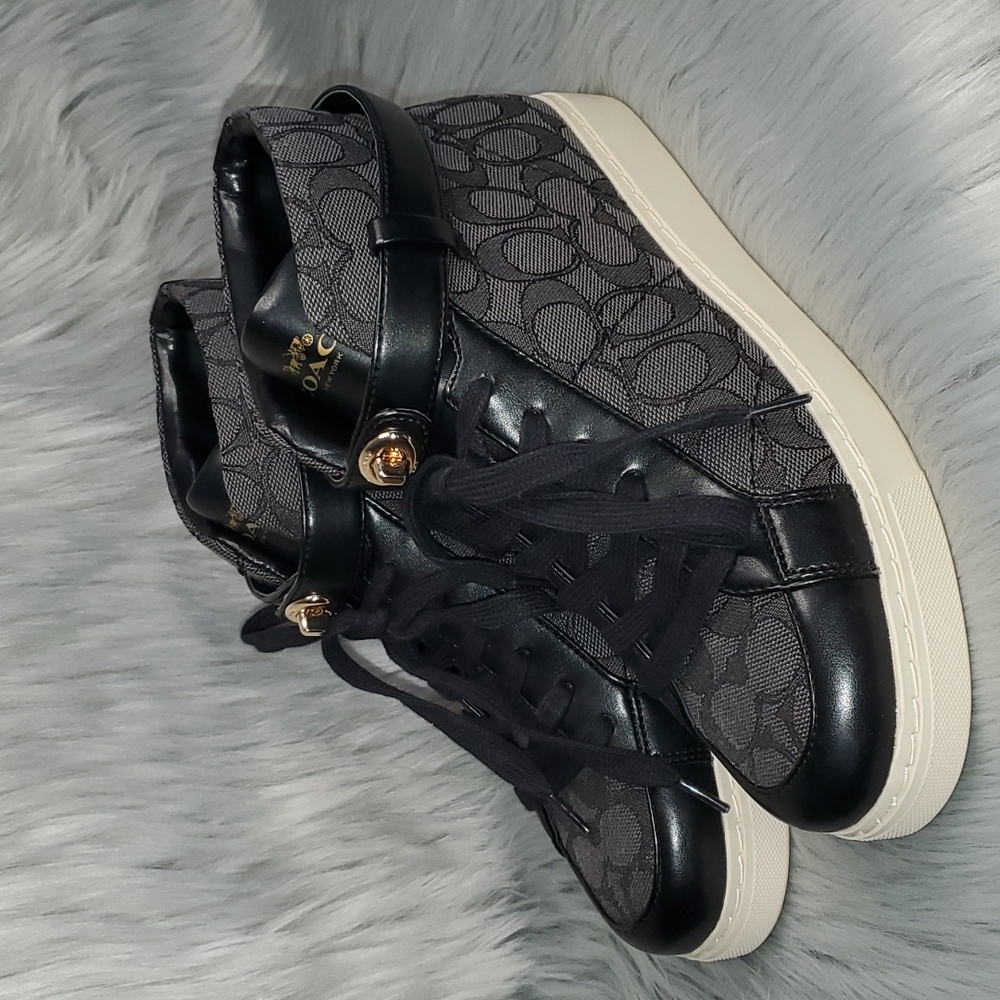 Coach black high top designer sneakers